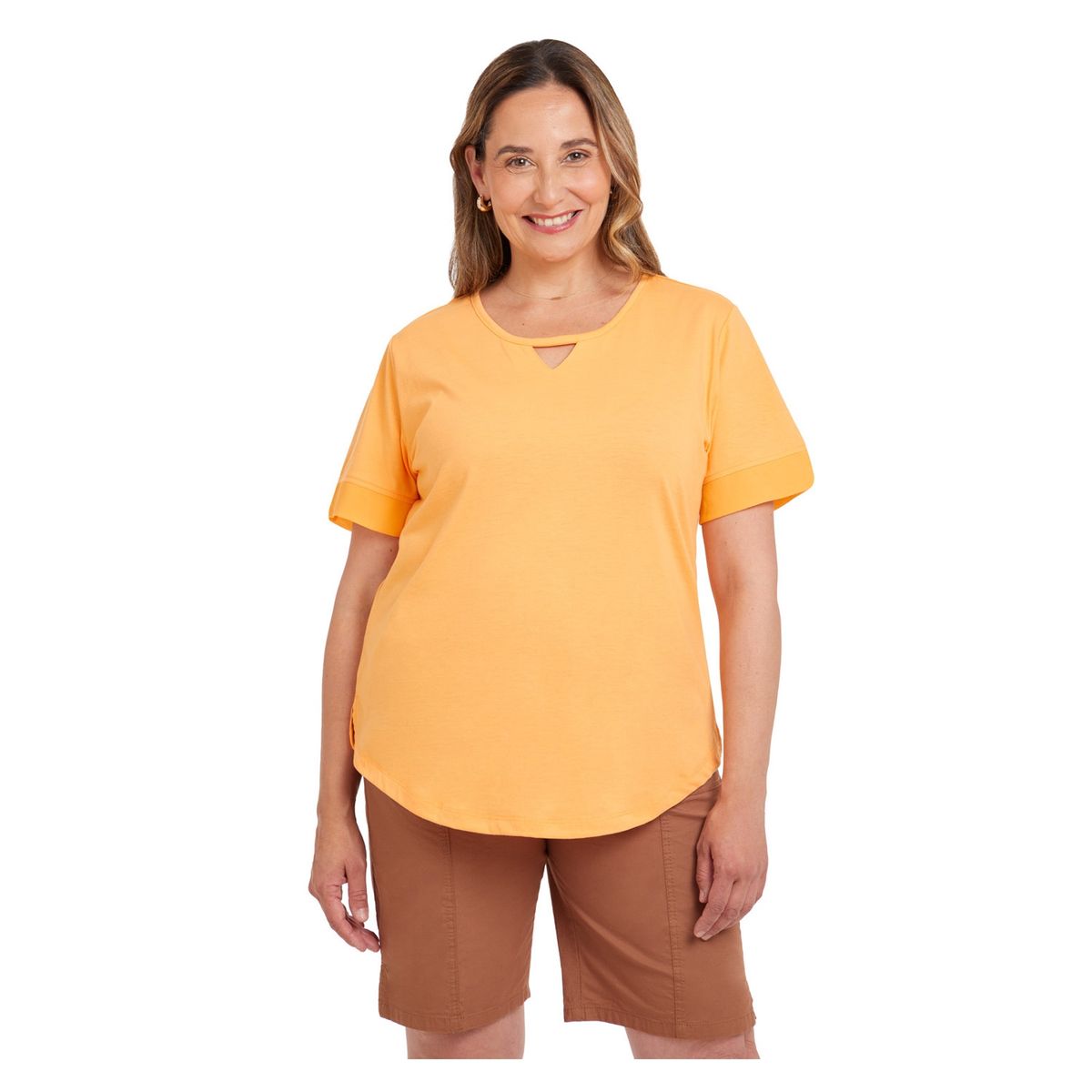 FASHION'S PARK - Polera Mujer Abertura Central Naranjo Claro Fashion's Park