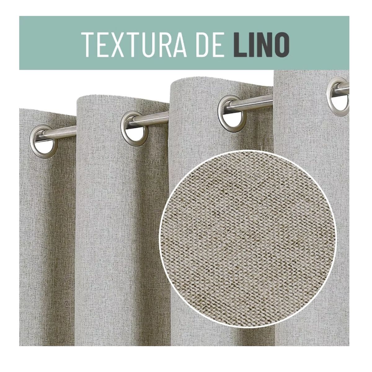 GENERICO - Cortina Blackout 100%, Son 2 Paños De 140x220cm Textura Lino