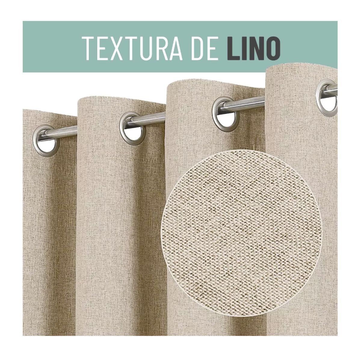 GENERICO - Cortina Blackout 100%, Son 2 Paños De 140x220cm Textura Lino