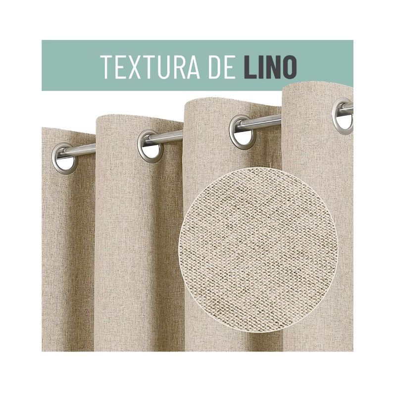 GENERICO - Cortina Blackout 100%, Son 2 Paños De 140x220cm Textura Lino