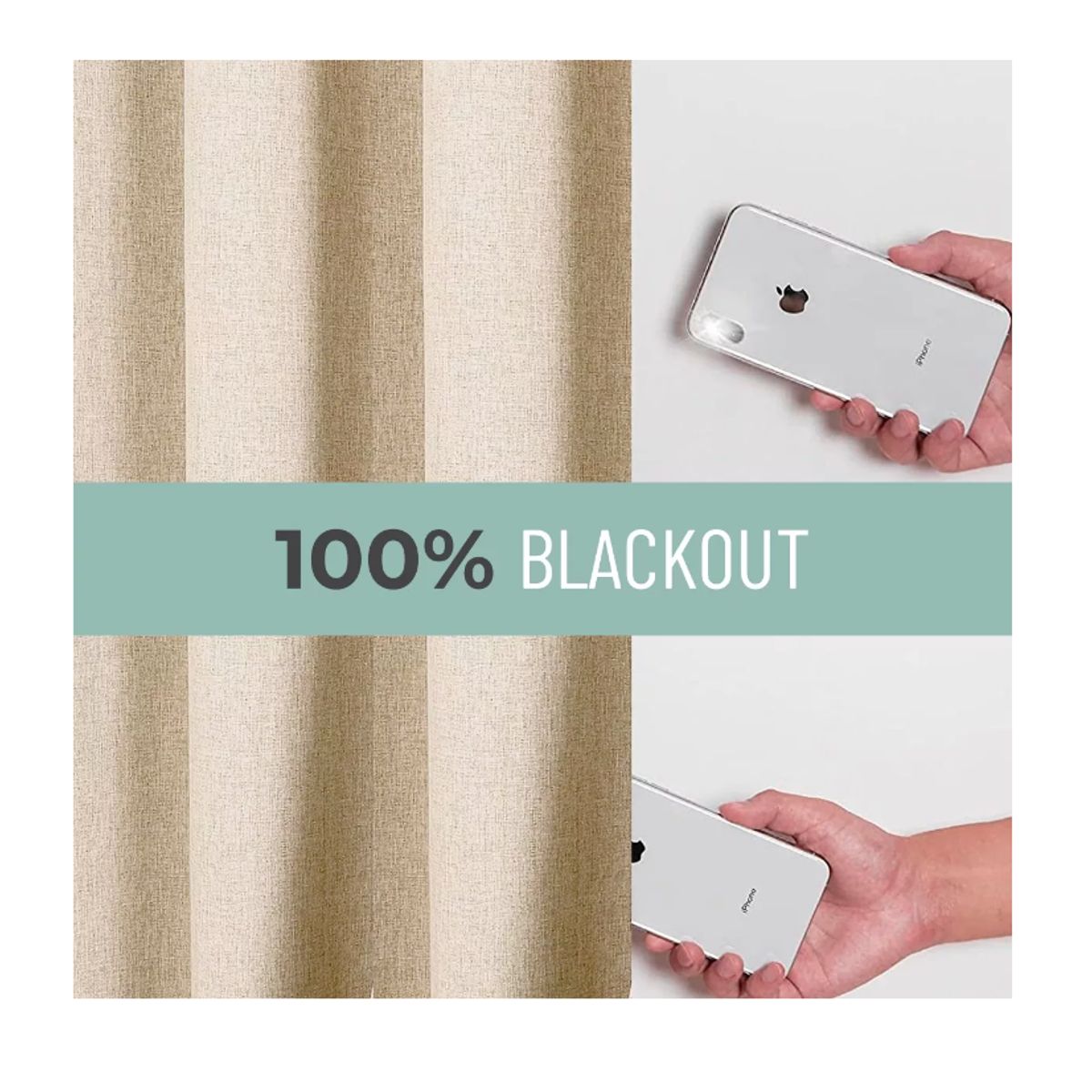 GENERICO - Cortina Blackout 100%, Son 2 Paños De 140x220cm Textura Lino