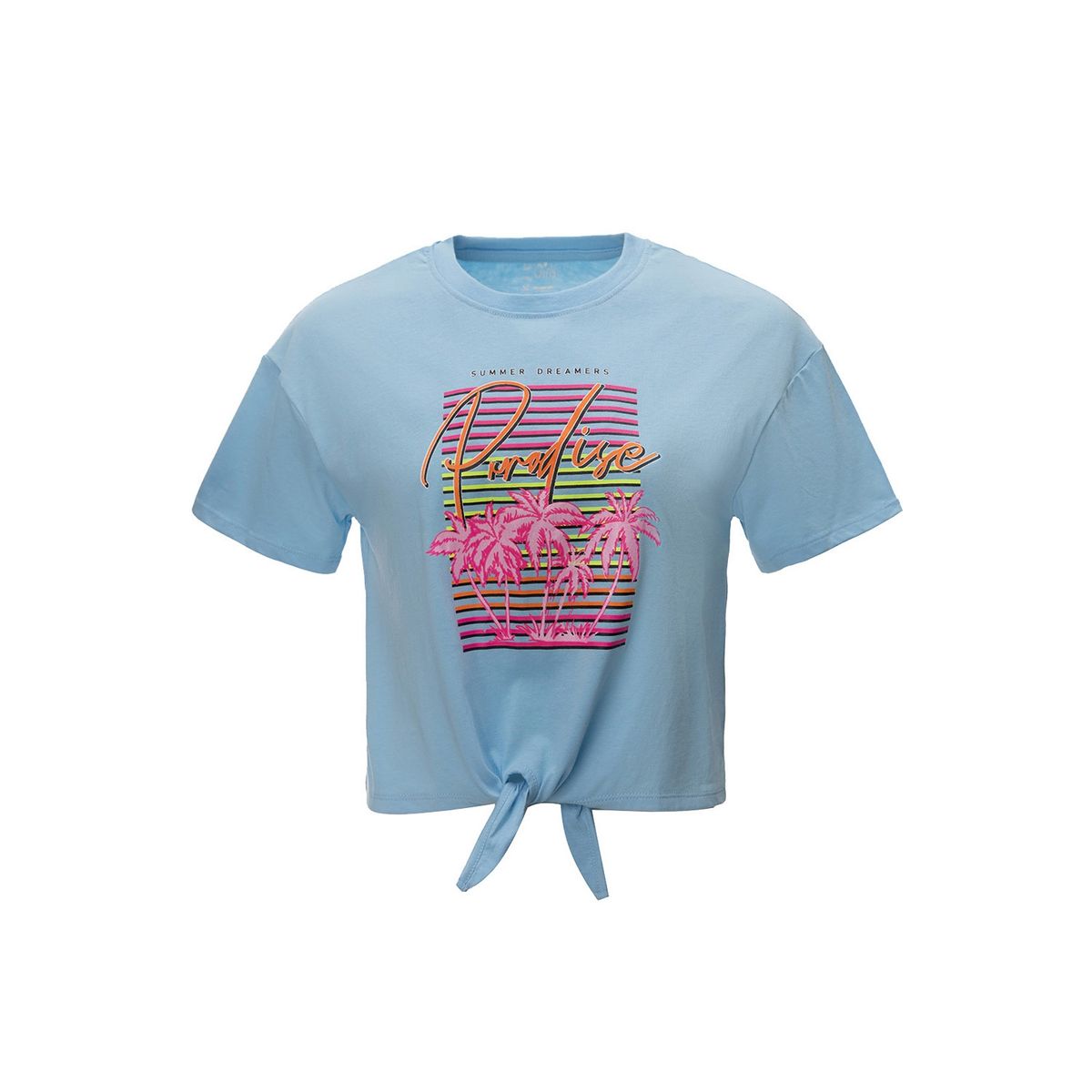 FASHION'S PARK - Polera Niña Con Nudo Y Folia Celeste Fashion's Park