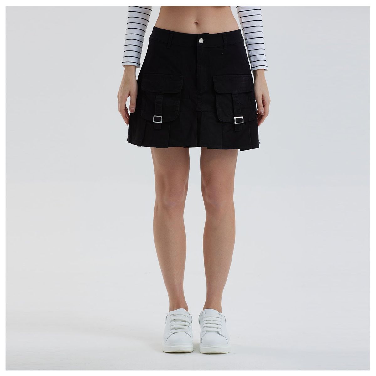 FASHION'S PARK - Falda Mujer Tablas Negro Fashion's Park