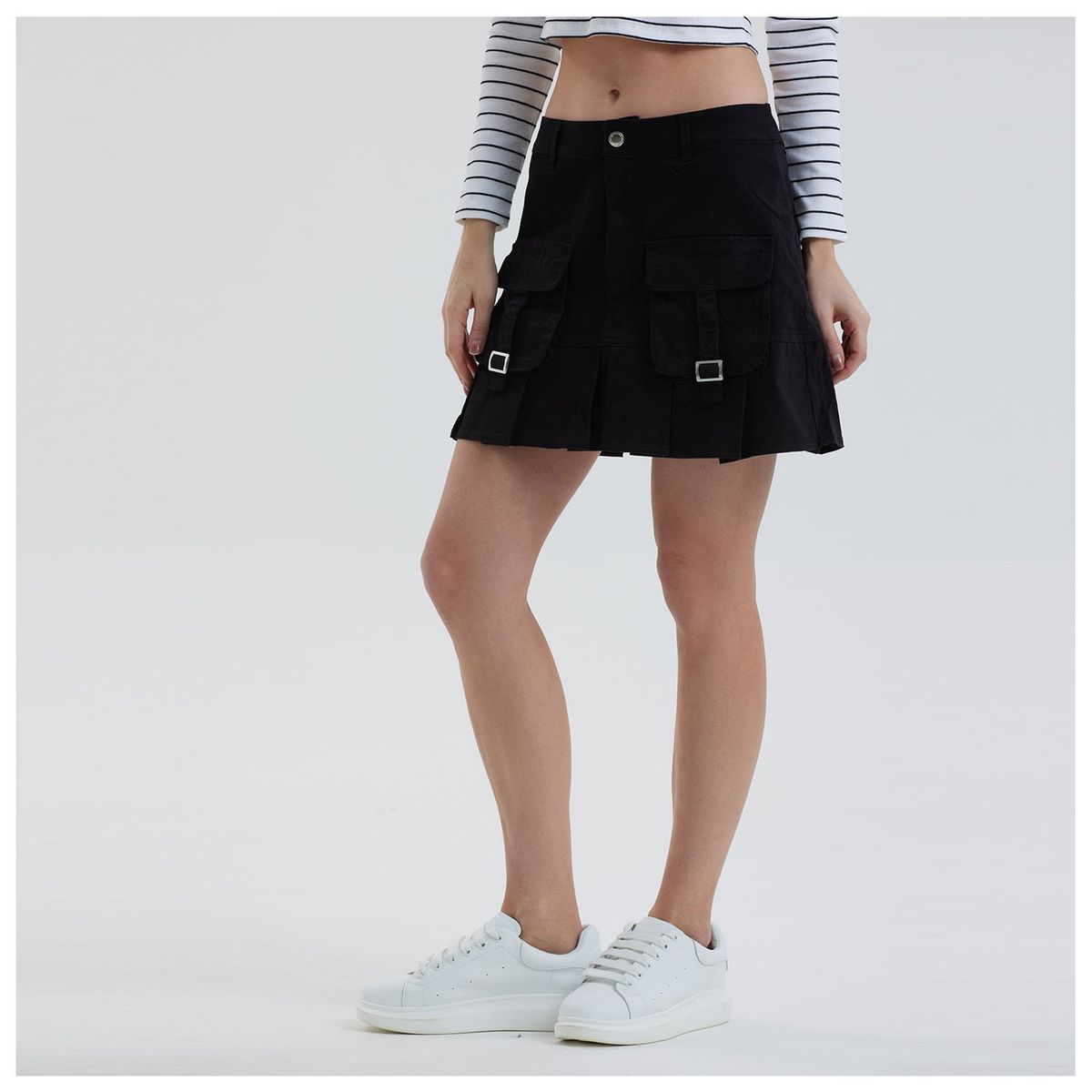 FASHION'S PARK - Falda Mujer Tablas Negro Fashion's Park