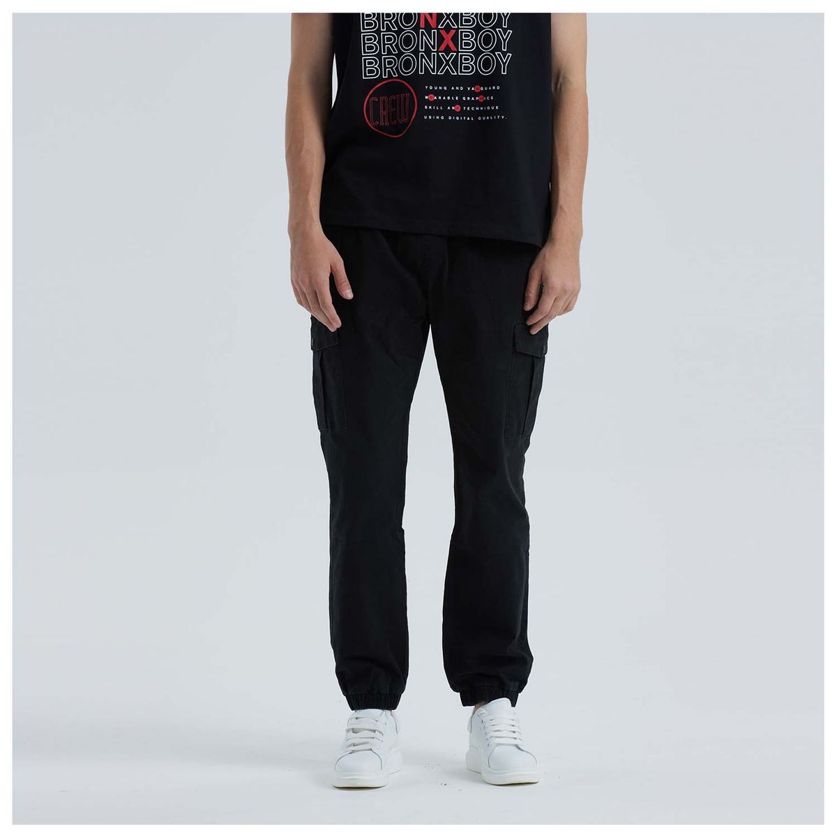 FASHION'S PARK - Pantalon Hombre Cargo Negro Fashion's Park