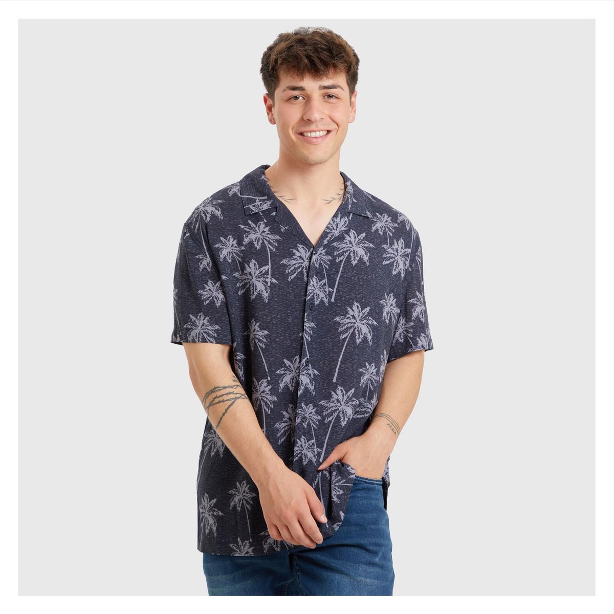 FASHION'S PARK - Camisa Guayabera Print Azul Fashion's Park