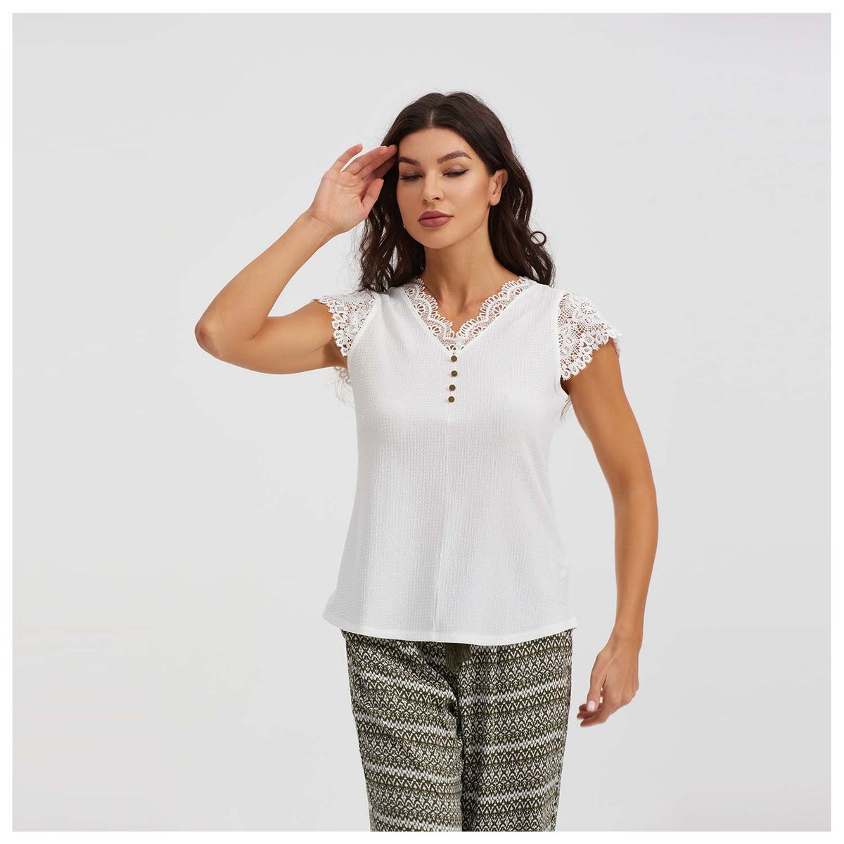 FASHION'S PARK - Polera Mujer Aplicación Macramé Crudo Fashion's Park