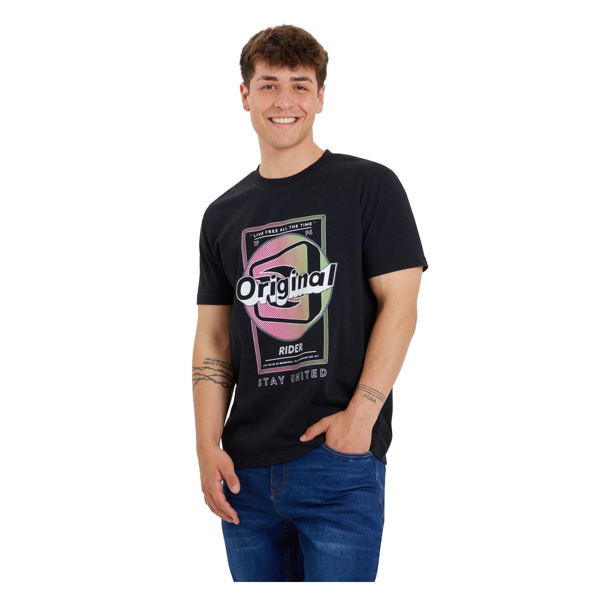 FASHION'S PARK - Polera Hombre Print Negro Fashion's Park