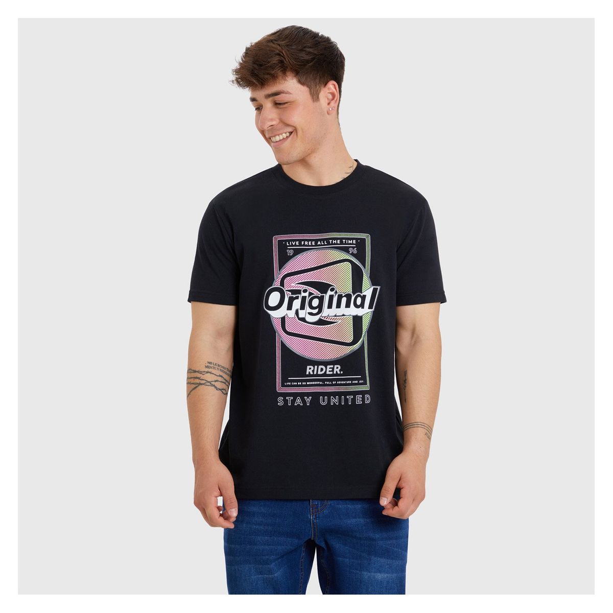 FASHION'S PARK - Polera Hombre Print Negro Fashion's Park