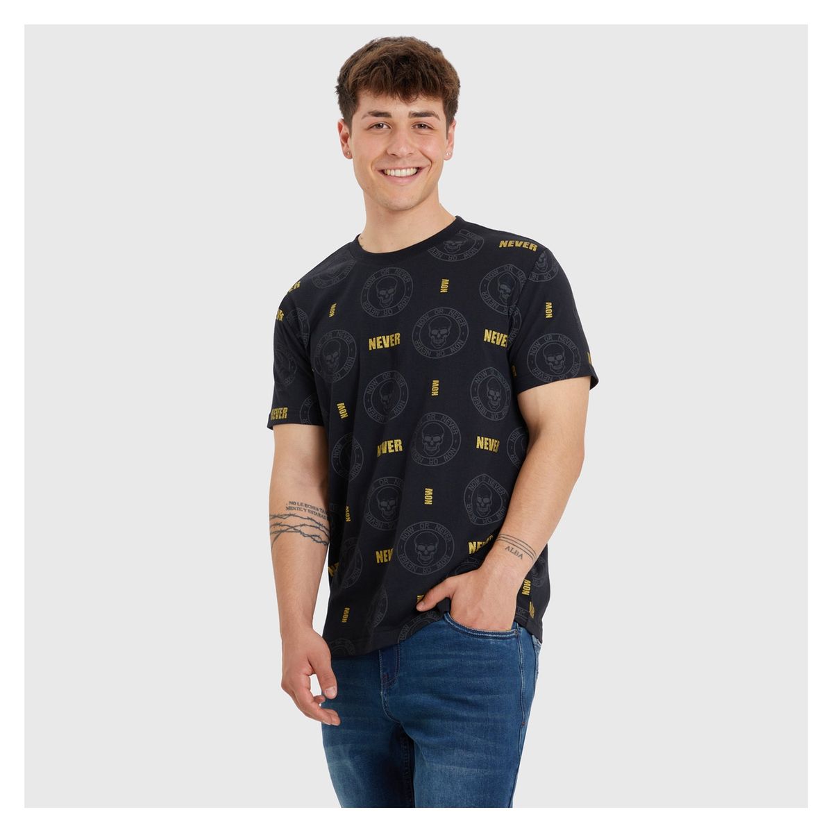 FASHION'S PARK - Polera Hombre Night Print Negro Fashion's Park