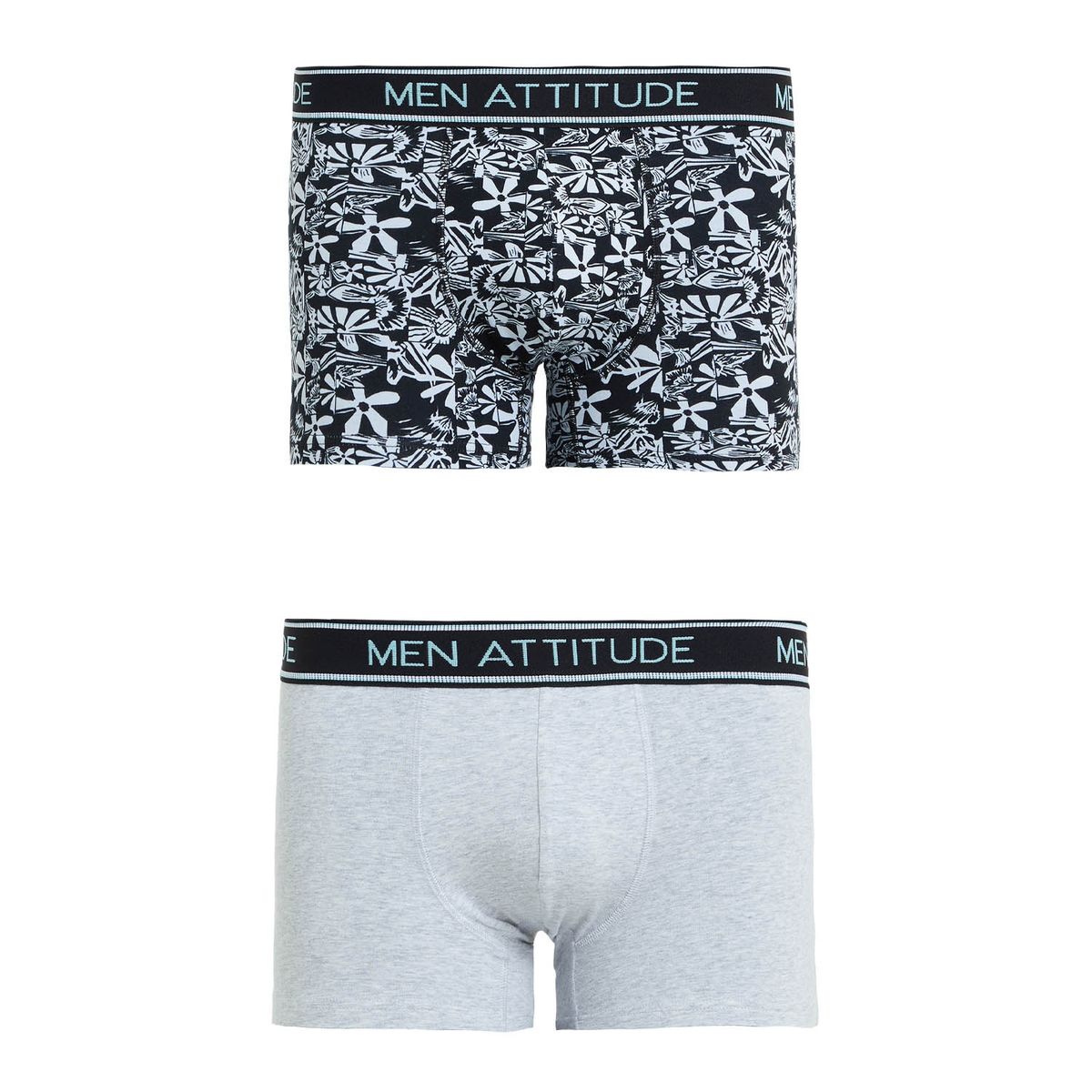 FASHION'S PARK - Boxer Bipack Liso/Estampado Gris Melange Fashion's Park