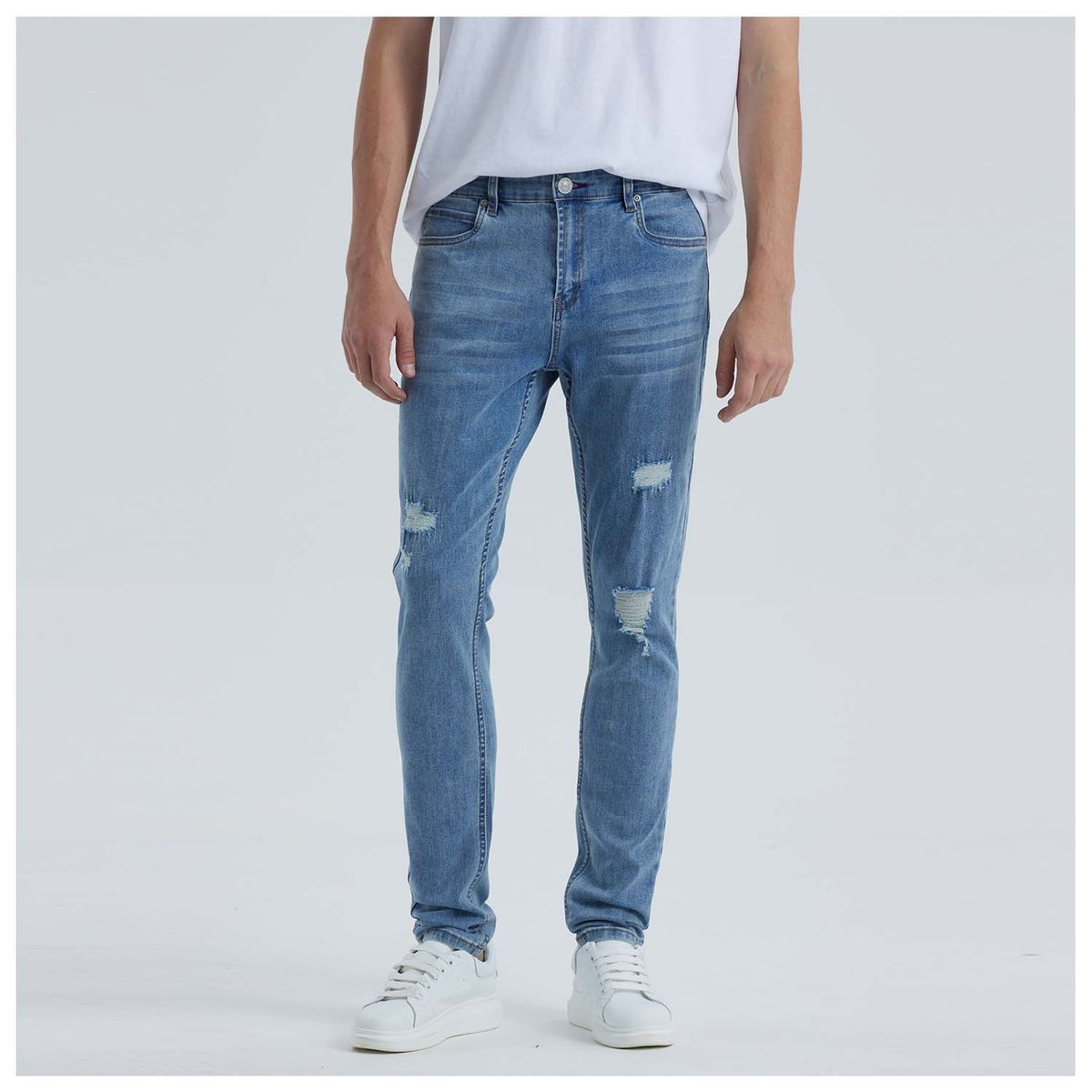 FASHION'S PARK - Jeans Hombre Skinny Roturas Azul Claro Fashion's Park
