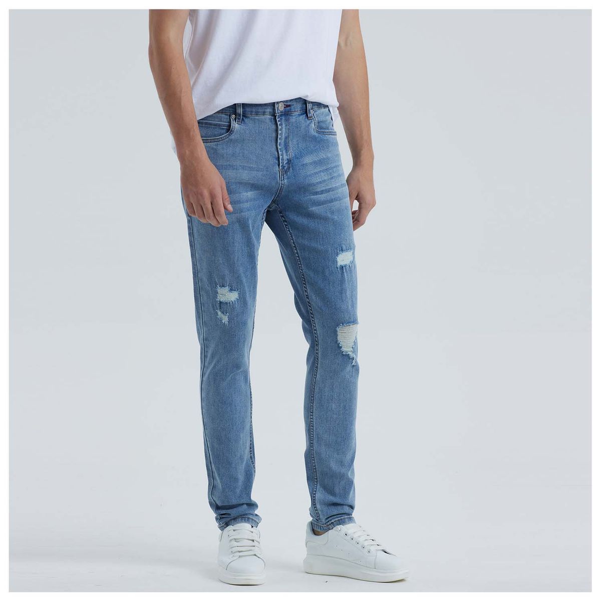 FASHION'S PARK - Jeans Hombre Skinny Roturas Azul Claro Fashion's Park