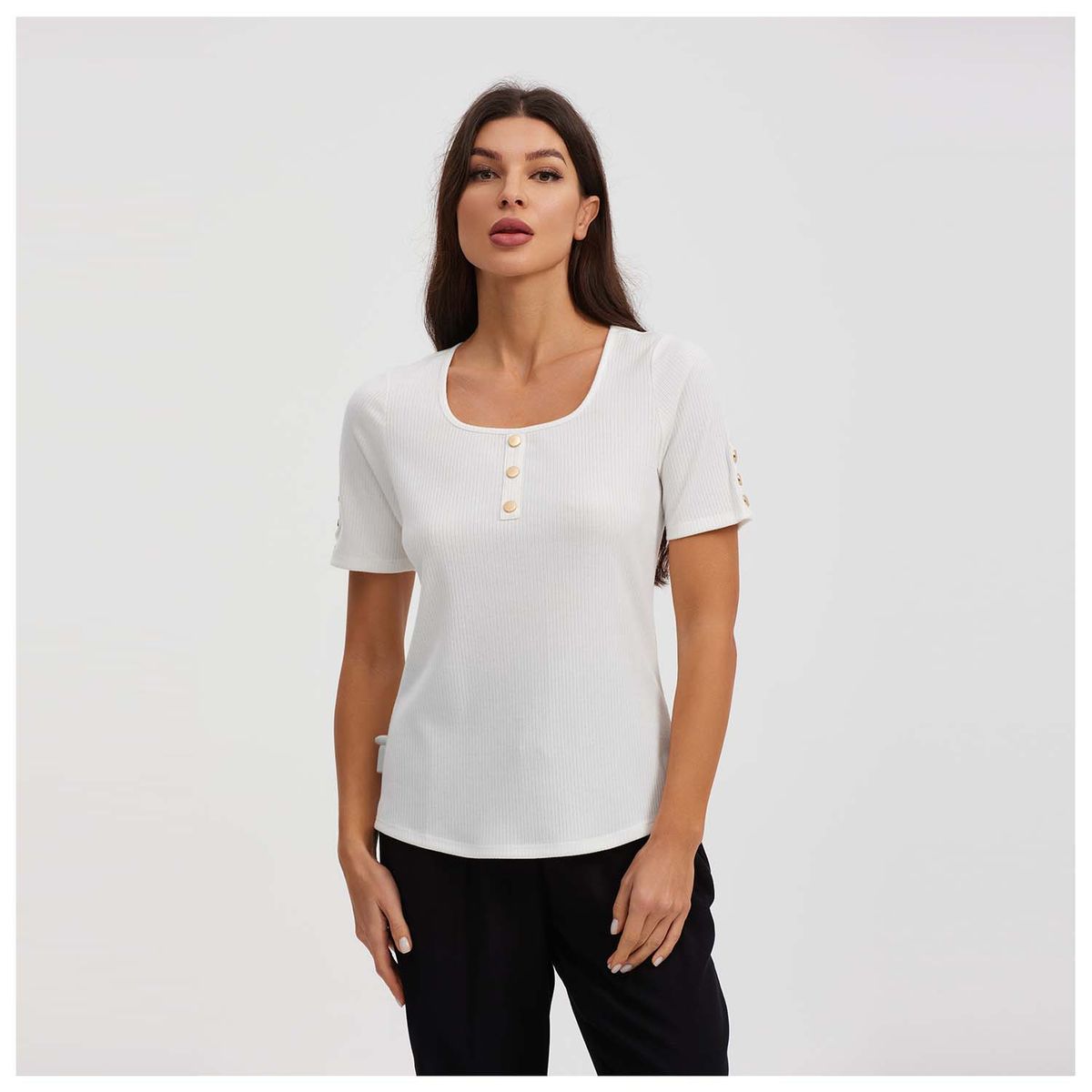 FASHION'S PARK - Polera Mujer Escote Cuadrado Crudo Fashion's Park