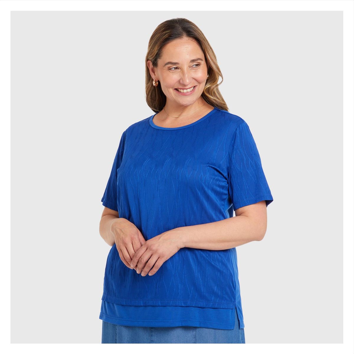FASHION'S PARK - Polera Con Textura Azul Fashion's Park