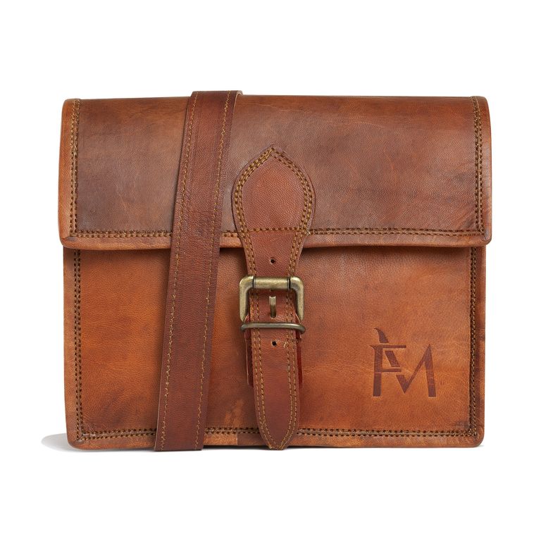 Bolso Bandolera De Cuero Natural Color Marron Gran Diseno Marron TALLA UNICA