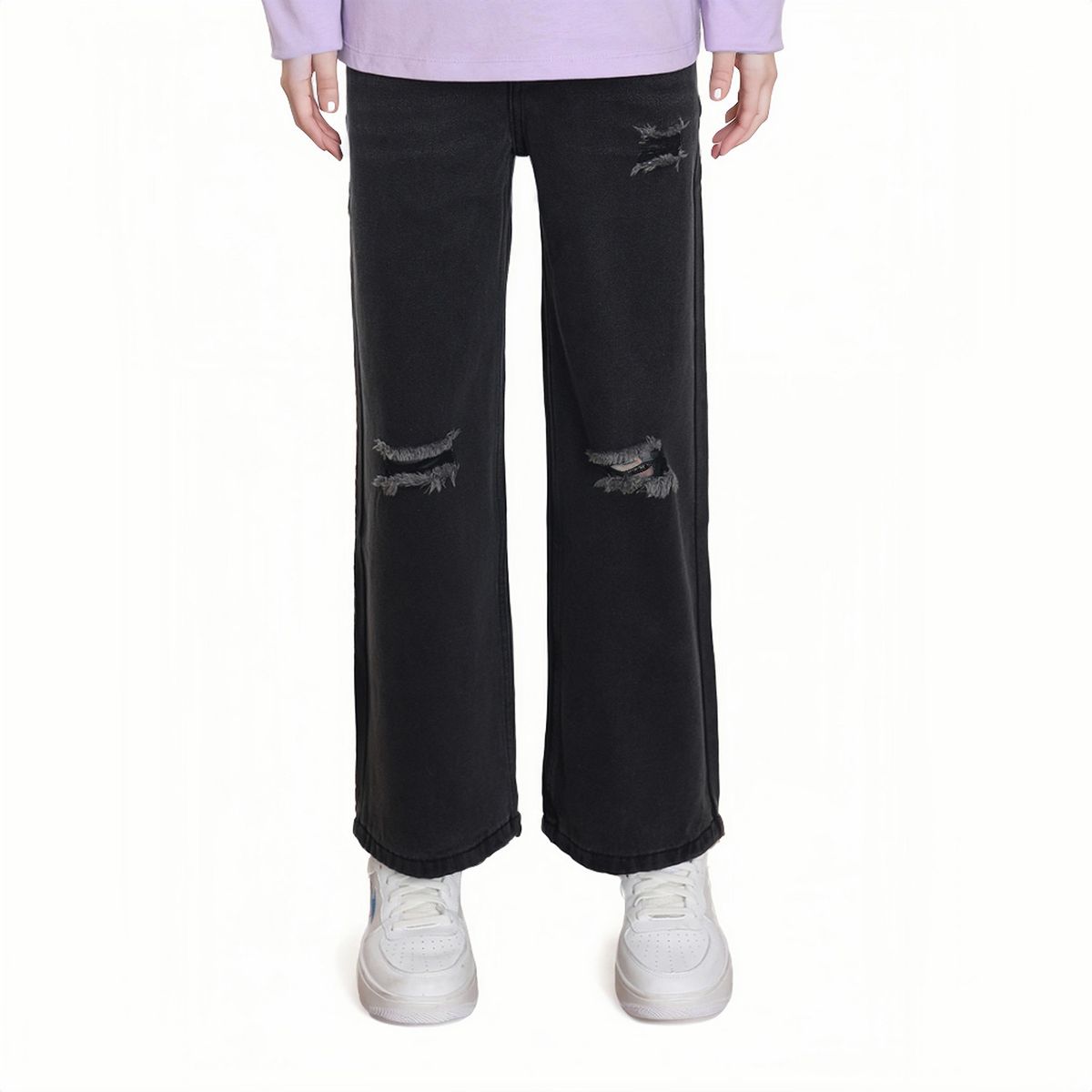 FASHION'S PARK - Jeans Niña Wide Leg Roturas Negro Fashion's Park