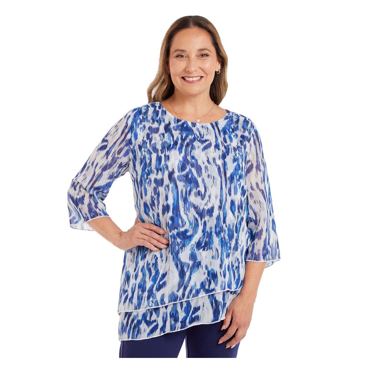 FASHION'S PARK - Blusa Mujer Manga Flare Estampada Azul Fashion's Park