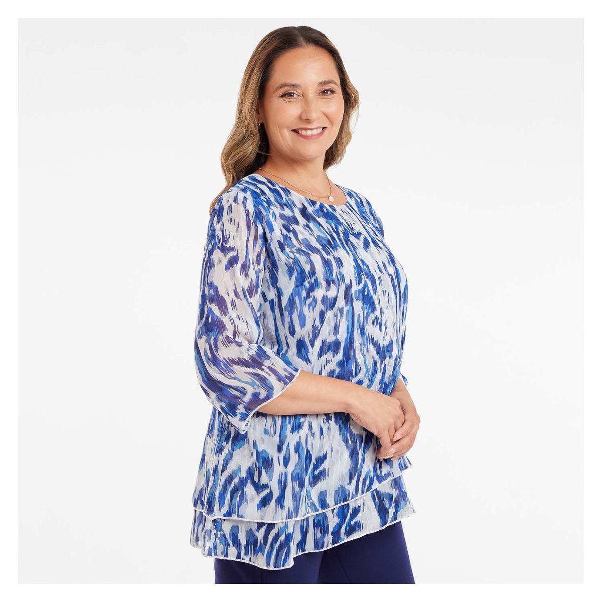 FASHION'S PARK - Blusa Mujer Manga Flare Estampada Azul Fashion's Park