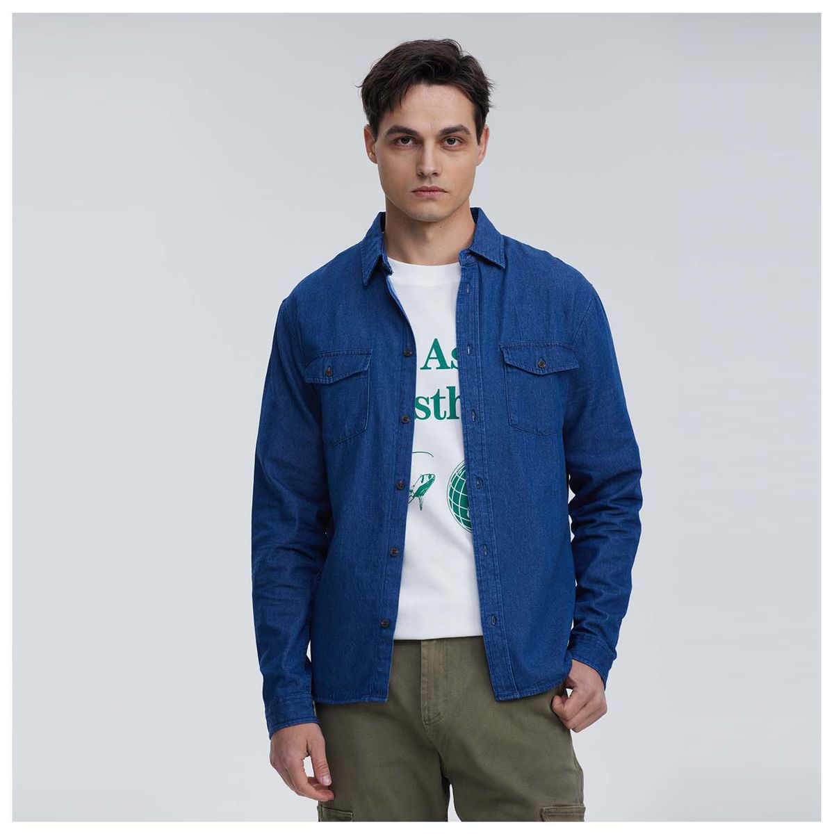 FASHION'S PARK - Camisa Hombre Clásica Dallas Azul Oscuro Fashion's Park