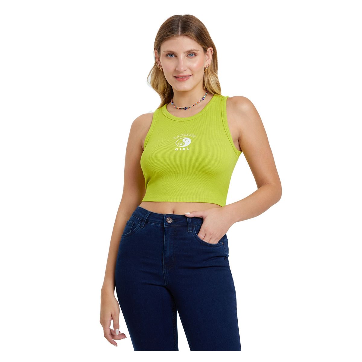 FASHION'S PARK - Polera Bordado Verde Limon Fashion's Park