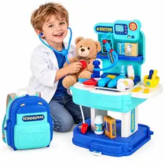 EVERSO - Juguete Mochila Médico Juego Doctor Niños 31 Piezas 2 En 1