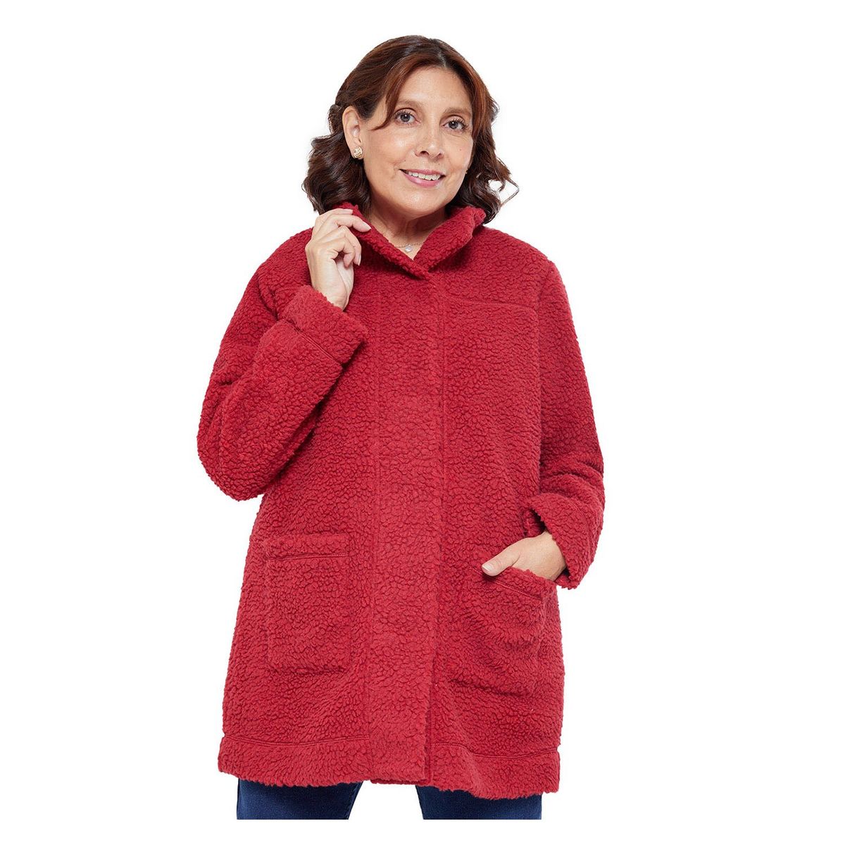 FASHION'S PARK - Polar Peludo Con Cierre Mujer Rojo Fashion's Park