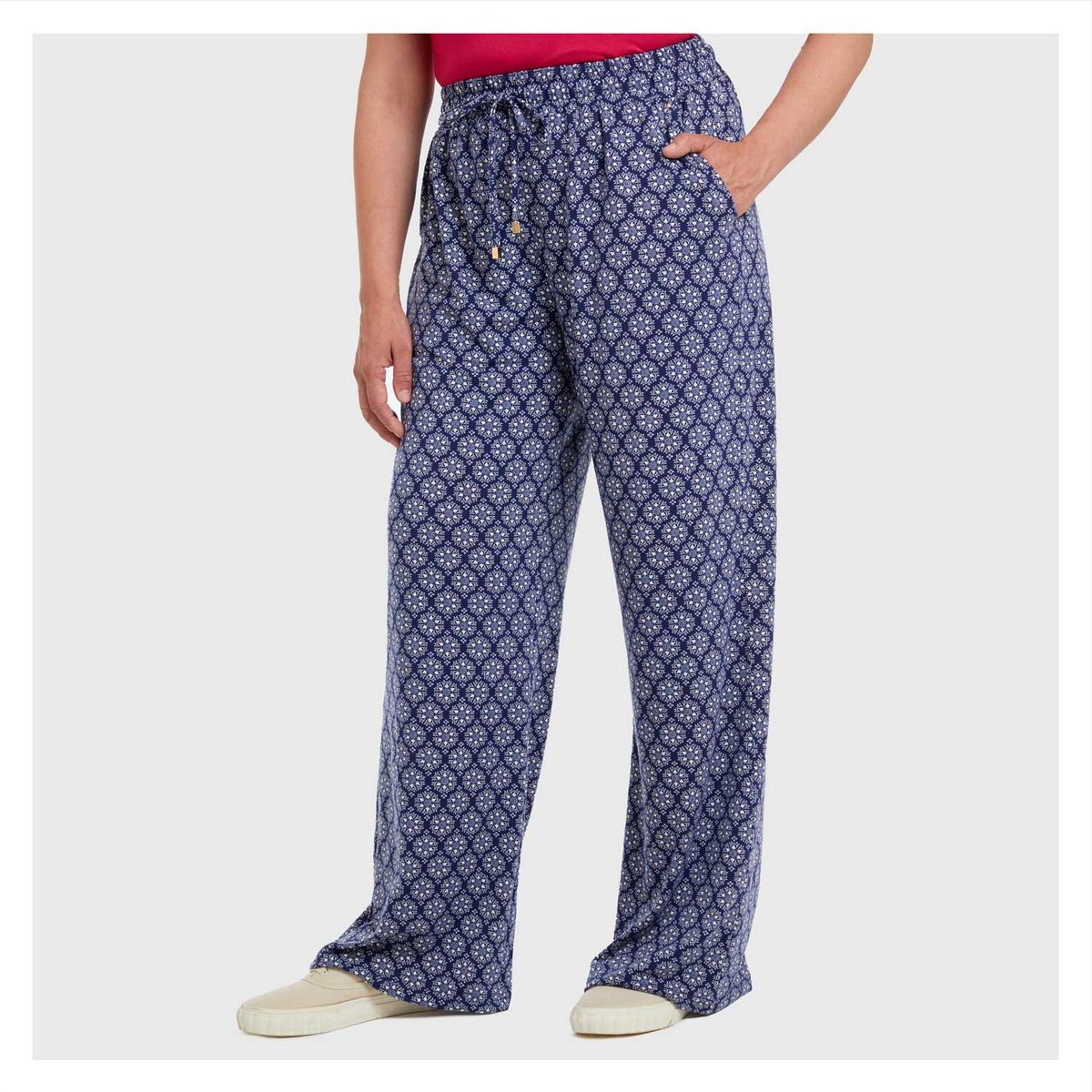 FASHION'S PARK - Pantalón Recto Cintura Elástica Azul Oscuro Fashion's Park