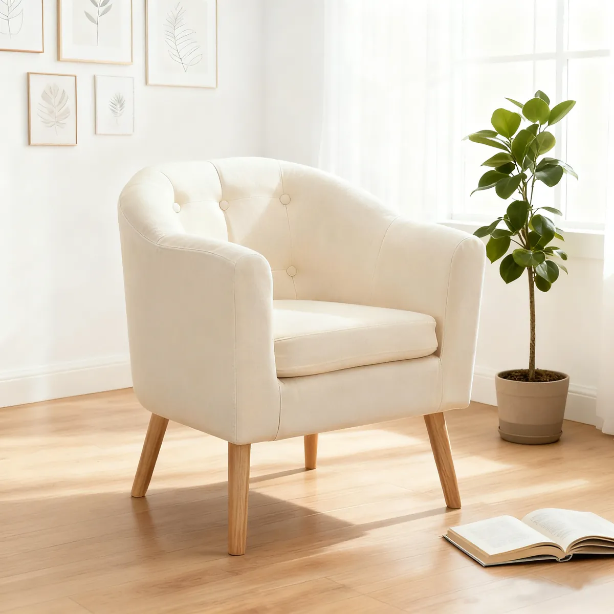 ELEMENT DESIGN - Poltrona 70x60x77CM para Dormitorio Apartamento Oficina Beige