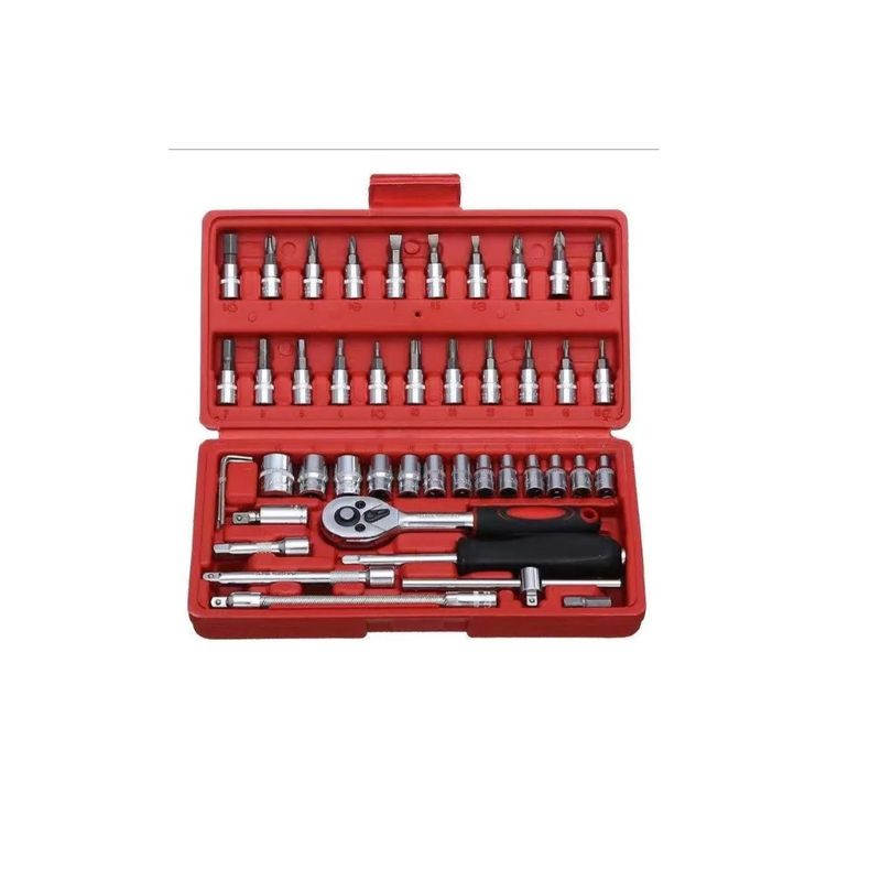 GENERICO - Juego Caja Set Dados Chicharra Herramientas 46 Piezas Red