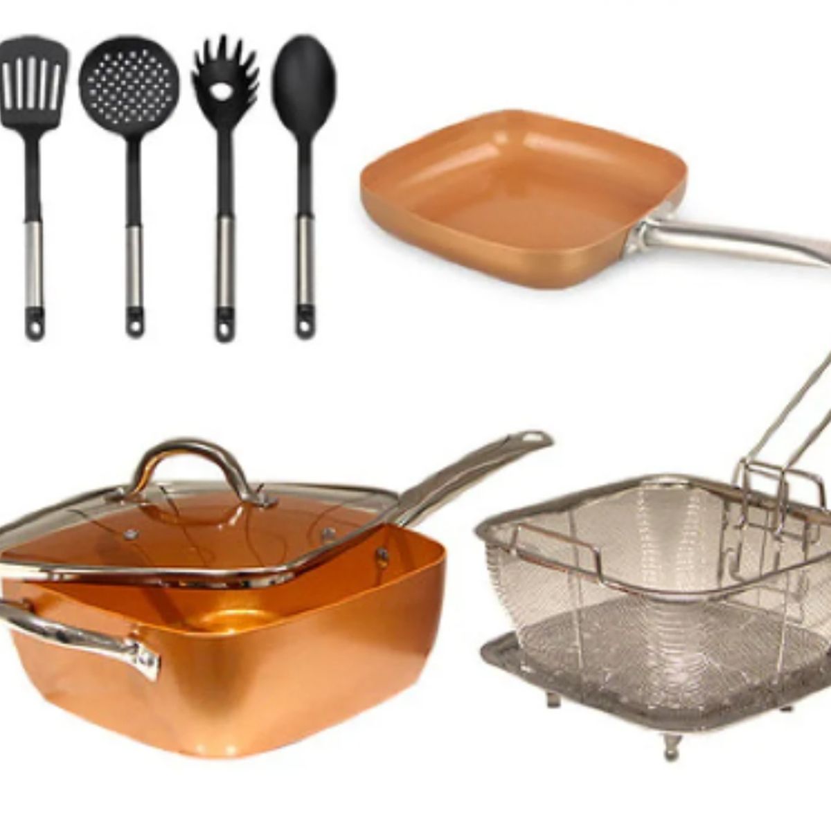 OEM - Juego De Sartén Antiadherente 9 Piezas y Utensilios De Cocina