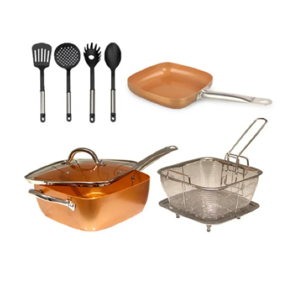 OEM - Juego De Sartén Antiadherente 9 Piezas y Utensilios De Cocina