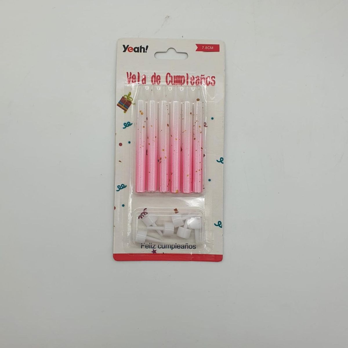 GENERICO - Set De 6 Velas De Cumpleaños Celeste Rosado Detalles Dorados - Rosa.