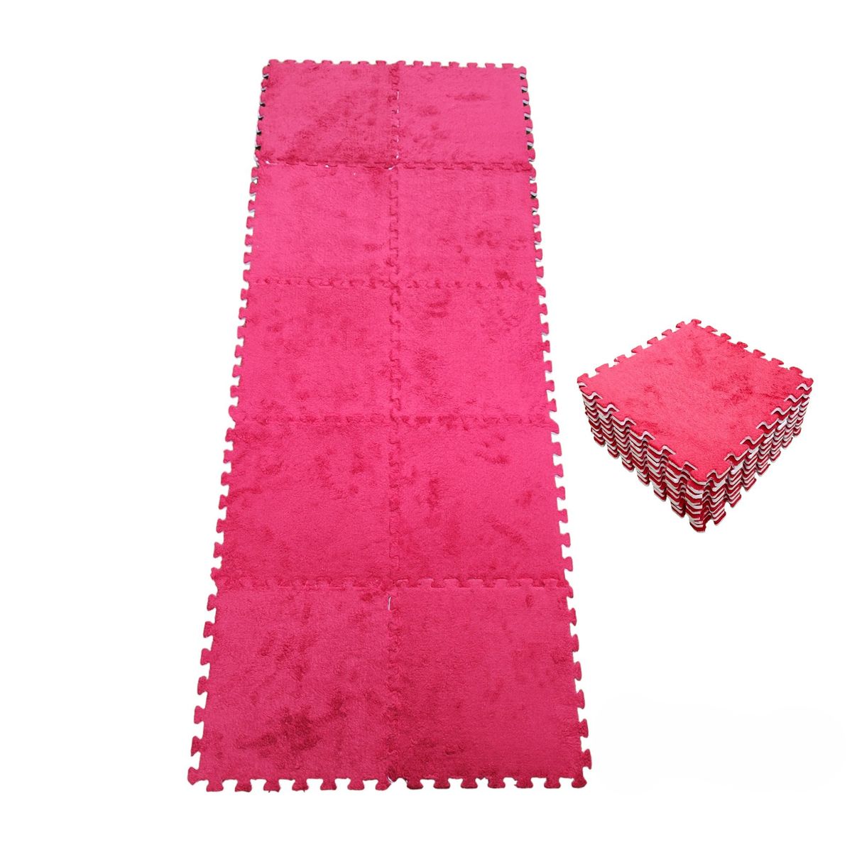 GENERICO - Pack Alfombra con Goma Eva Rompecabezas Didactica - Burdeo