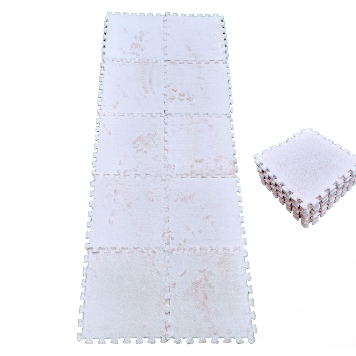 GENERICO - Pack Alfombra con Goma Eva Rompecabezas Didactica - Blanco