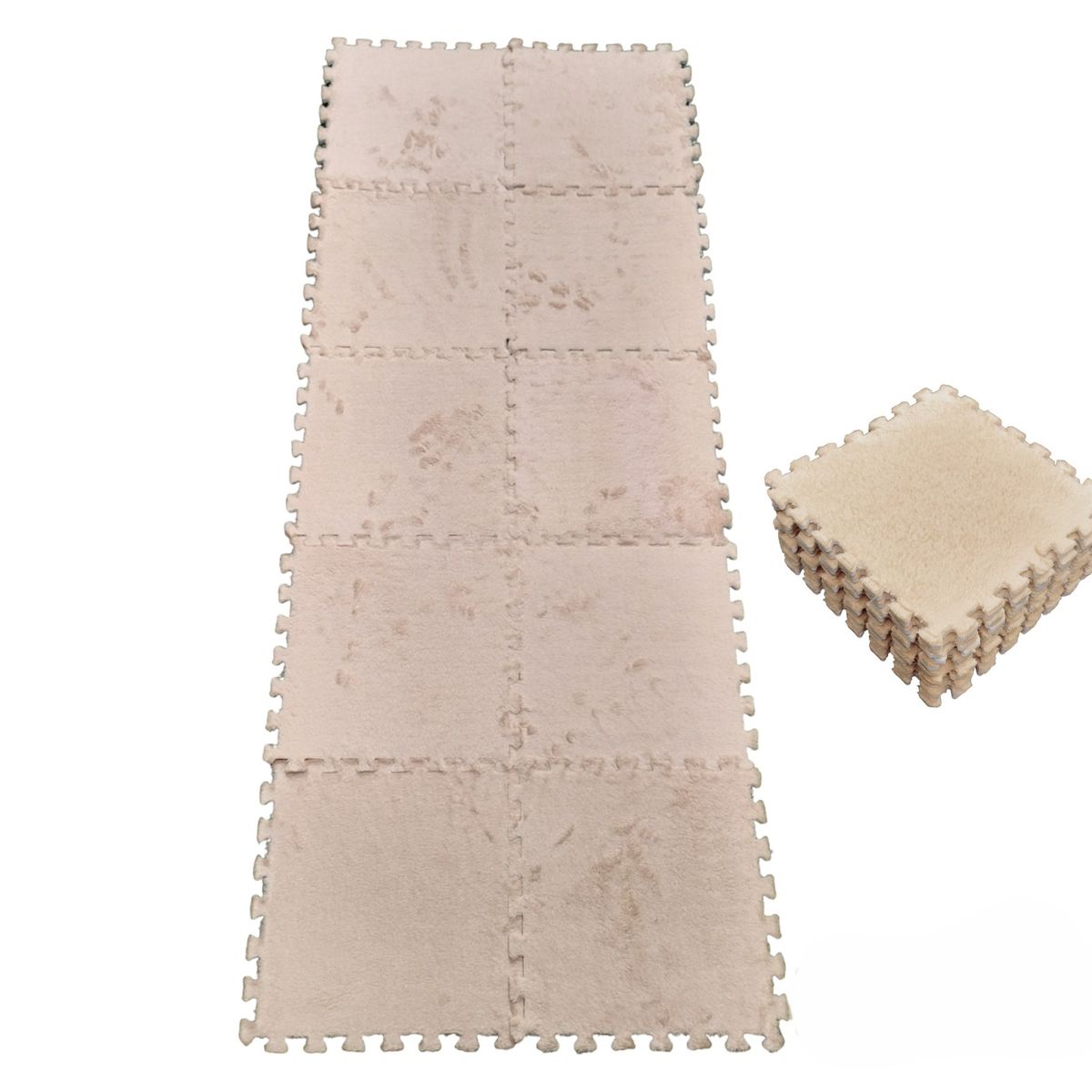 GENERICO - Pack Alfombra con Goma Eva Rompecabezas Didactica - Beige