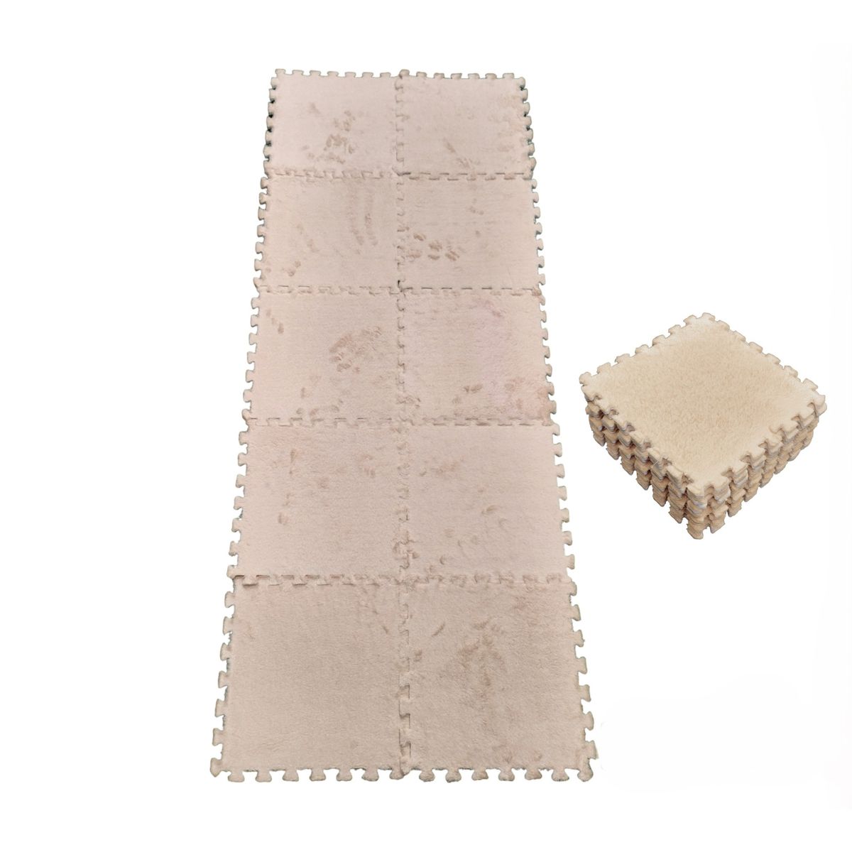 GENERICO - Pack Alfombra con Goma Eva Rompecabezas Didactica - Beige