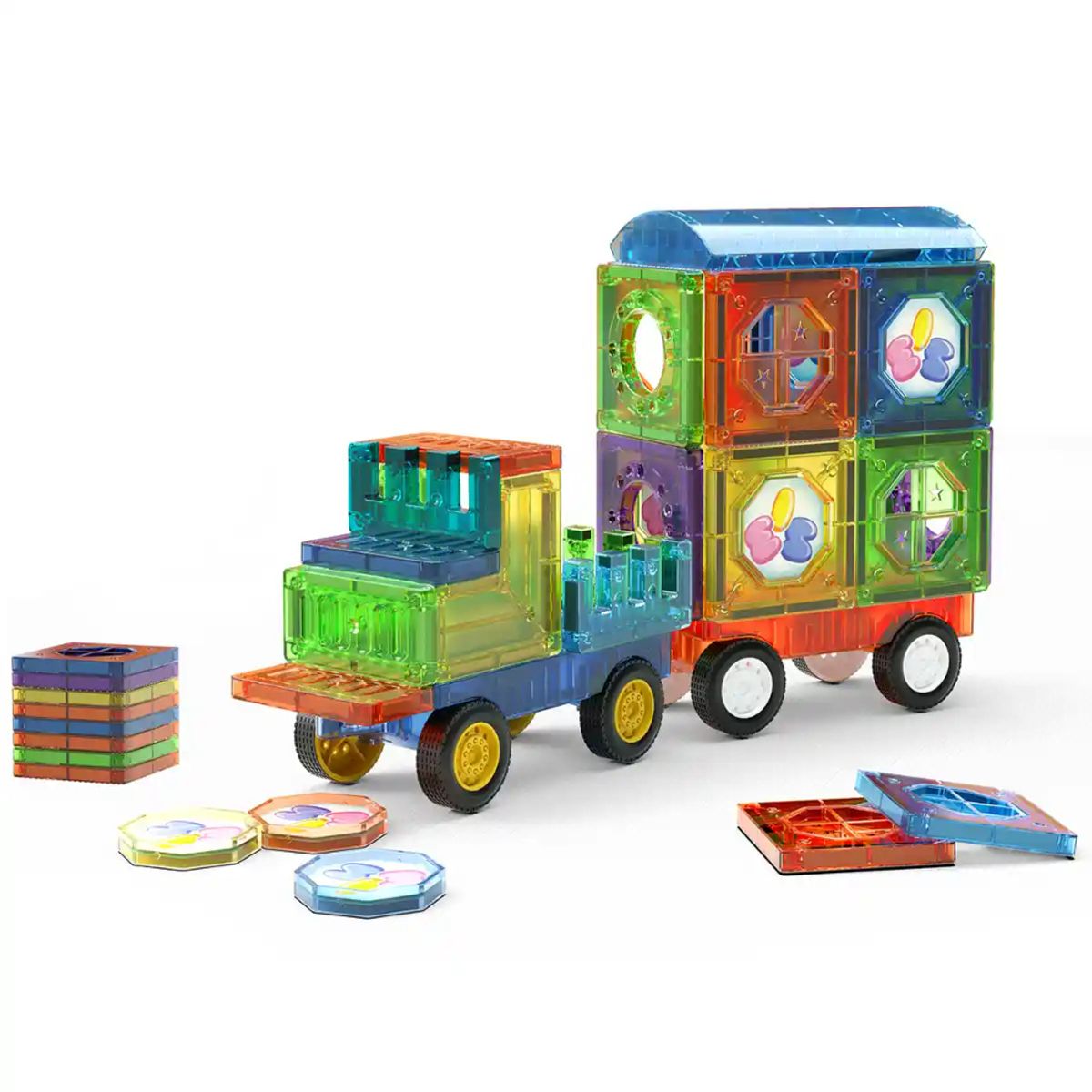 SPACEZAT - Tren Bloques Magneticos de Construcción Didácticos 43 Pzs