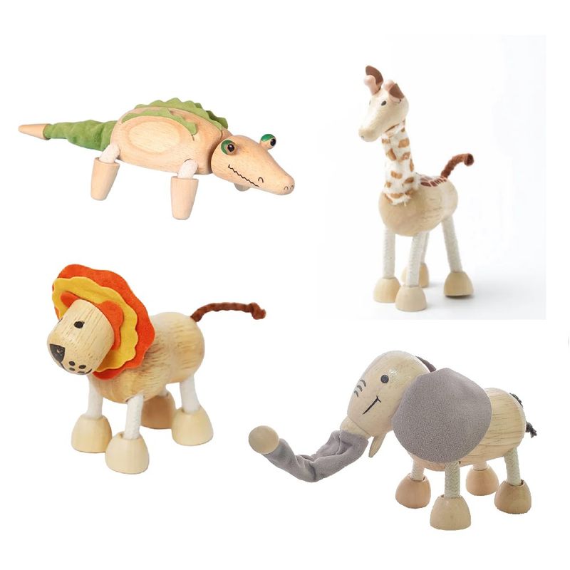 SPACEZAT - Set 4 Animalitos de la Selva de Madera Juguete Didactico
