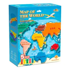 SPACEZAT - Set Plastilina Didáctico Figuras/Mapamundi Continentes 5pcs