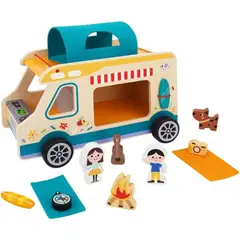 SPACEZAT - Juego Caravana de Camping Juguete de Madera 13 piezas