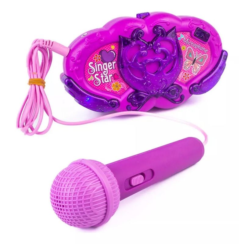 SPACEZAT - Central Musical con Microfono Karaoke Rosado