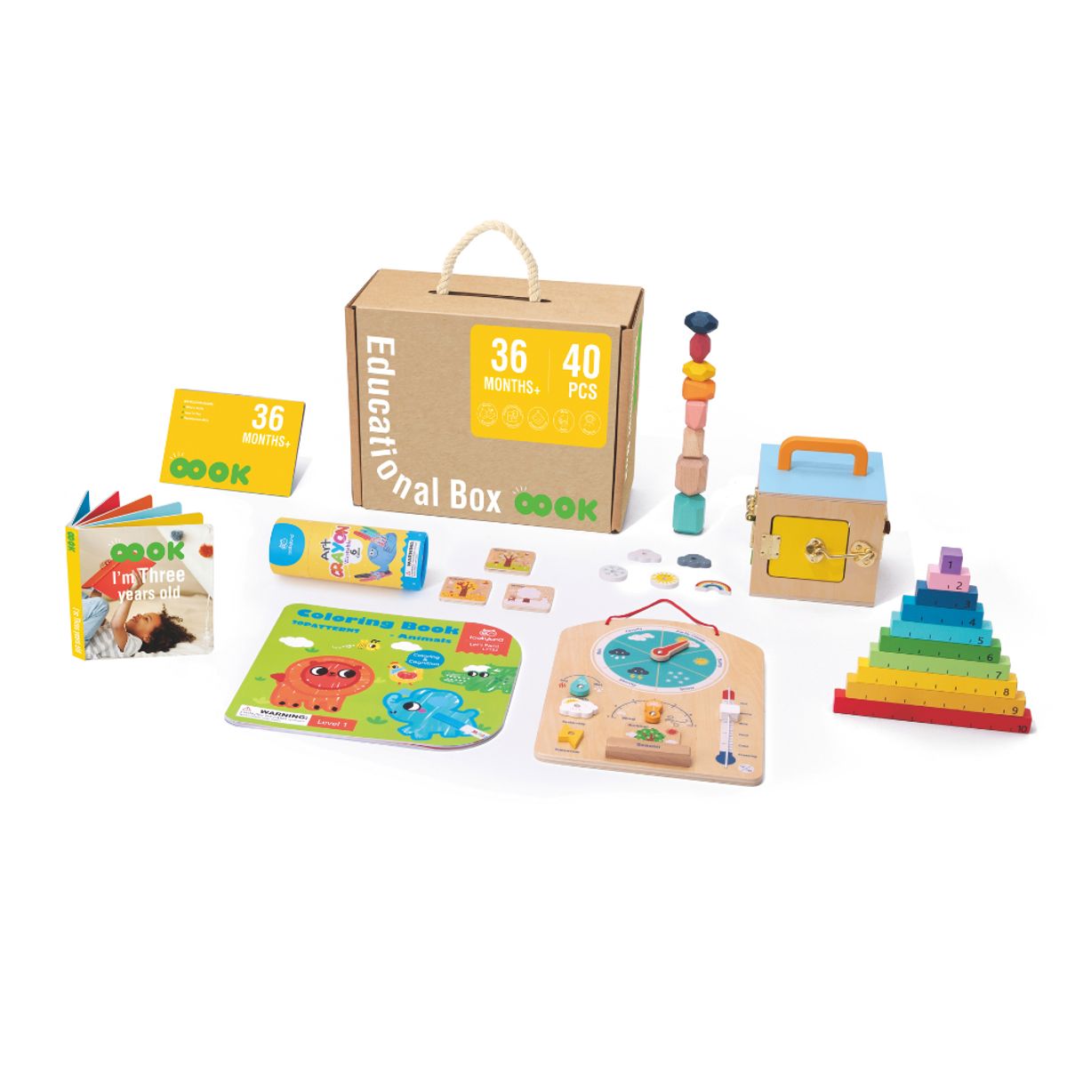 SPACEZAT - Set de Juguetes Estimulación Temprana +36m 40 Piezas