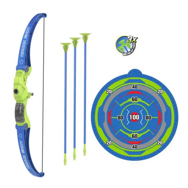 SPACEZAT - Tiro al Arco de Juguete Incluye Arco y Flechas Azul y Verde