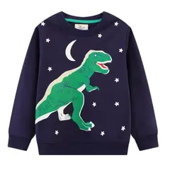 JUMP KIDS - Poleron Niño Manga Larga Dinos Azul 100% Algodón