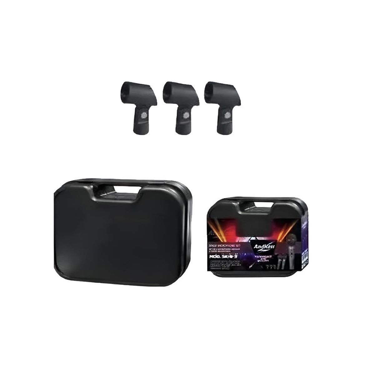 ANDKOSS - Set 3 Micrófonos Vocales Y Porta Micrófonos Andkoss