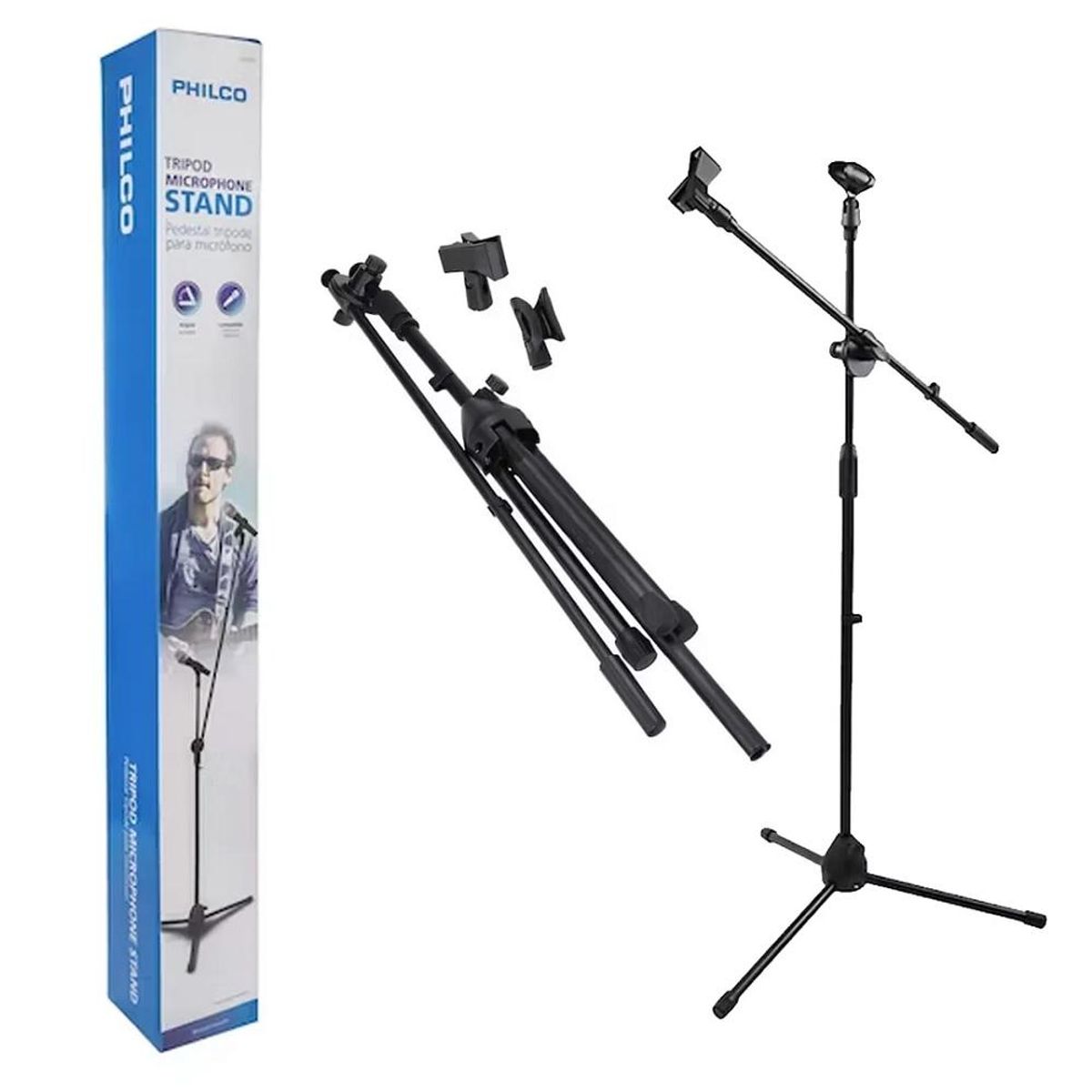 PHILCO - Atril Para Micrófono Philco Boom Metálico Negro PB-F3