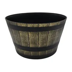 GENERICO - Macetero Plastico Diseño Efecto Barril De Madera Maceta M