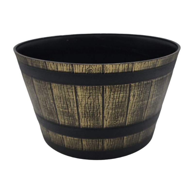 GENERICO - Macetero Plastico Diseño Efecto Barril De Madera Maceta XL
