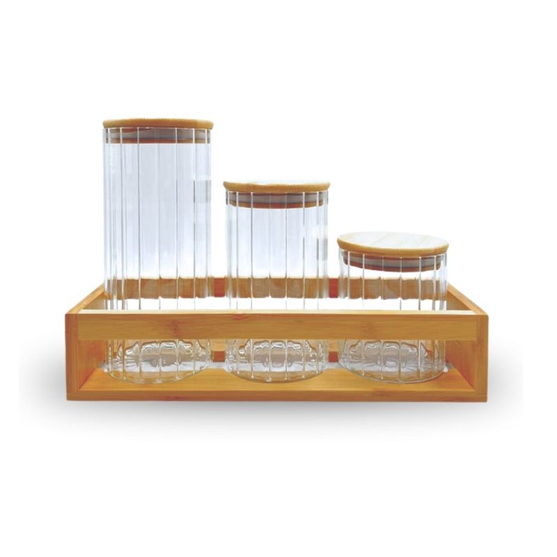 SANTU HOME & DECO - Set 3 Contenedores Recipientes Especieros Con Soporte